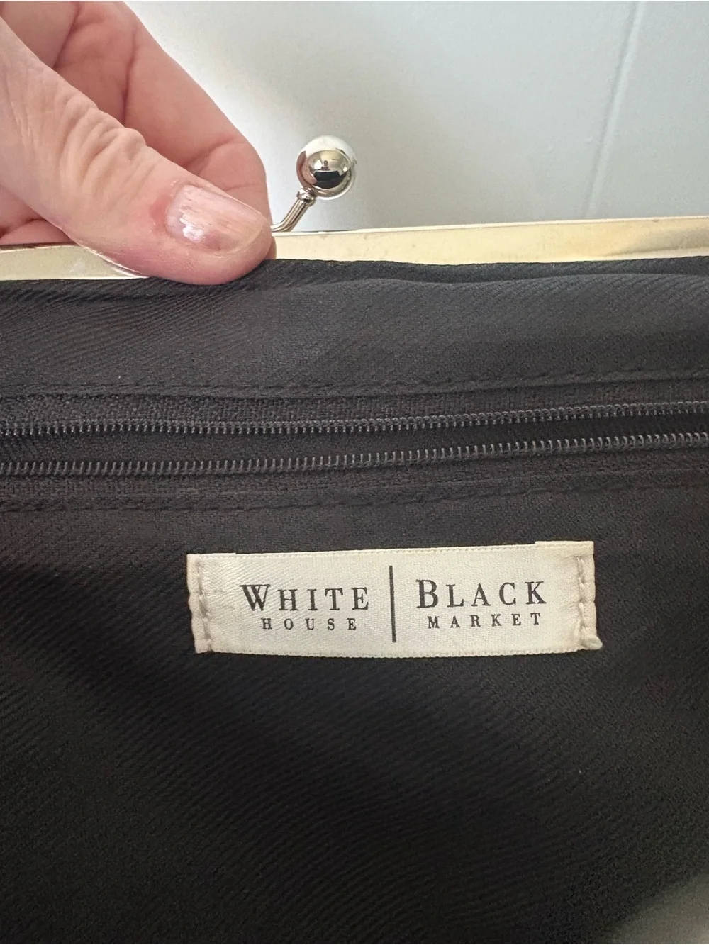 White House Black Market Black and White Canvas Floral Purse Bag - Preused